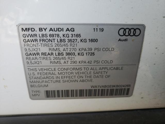 Photo 14 from auction – 2019 AUDI E-TRON PRE with VIN WA1VABGE9KB024265