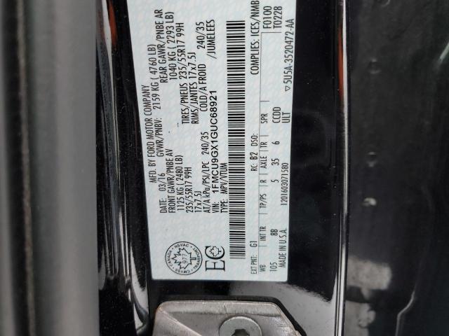 Photo 14 from auction – 2016 FORD ESCAPE SE with VIN 1FMCU9GX1GUC68921