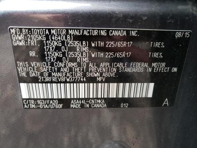 Photo 14 from auction – 2015 TOYOTA RAV4 XLE with VIN 2T3RFREV8FW377744