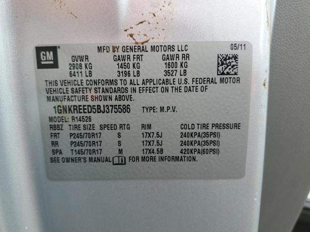 Photo 14 from auction – 2011 CHEVROLET TRAVERSE L with VIN 1GNKREED5BJ375586