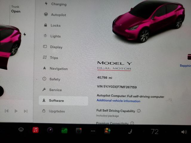Photo 9 from auction – 2021 TESLA MODEL Y with VIN 5YJYGDEF7MF267159