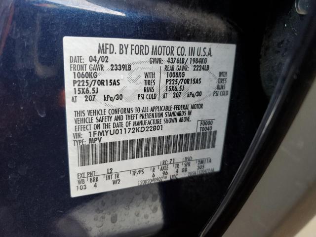 Photo 14 from auction – 2002 FORD ESCAPE XLS with VIN 1FMYU01172KD22801