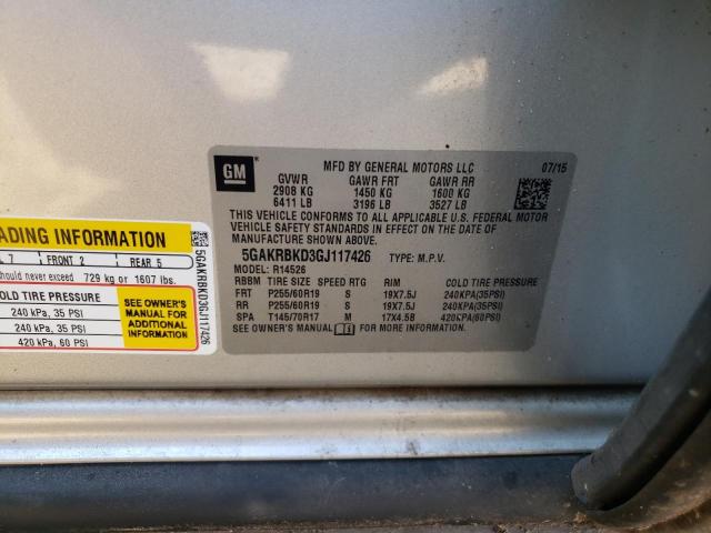 Photo 14 from auction – 2016 BUICK ENCLAVE with VIN 5GAKRBKD3GJ117426