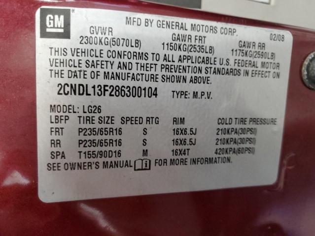Photo 14 from auction – 2008 CHEVROLET EQUINOX LS with VIN 2CNDL13F286300104