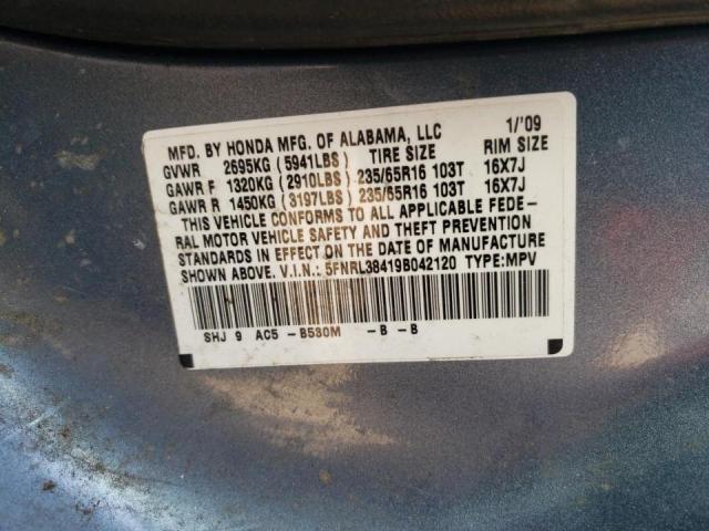 Photo 14 from auction – 2009 HONDA ODYSSEY with VIN 5FNRL38419B042120