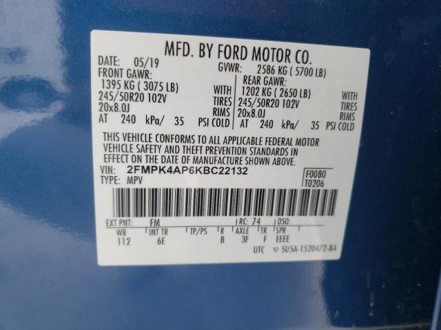 Photo 14 from auction – 2019 FORD EDGE ST with VIN 2FMPK4AP6KBC22132