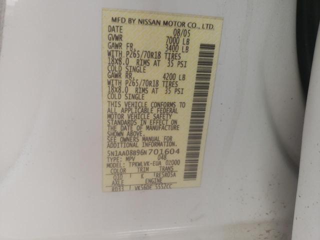 Photo 14 from auction – 2006 NISSAN ARMADA SE with VIN 5N1AA08B96N701604
