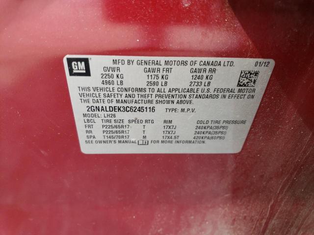 Photo 14 from auction – 2012 CHEVROLET EQUINOX LT with VIN 2GNALDEK3C6245116