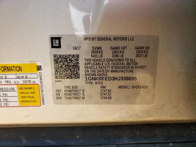 Photo 14 from auction – 2017 CHEVROLET TRAVERSE L with VIN 1GNKRFED3HJ338695