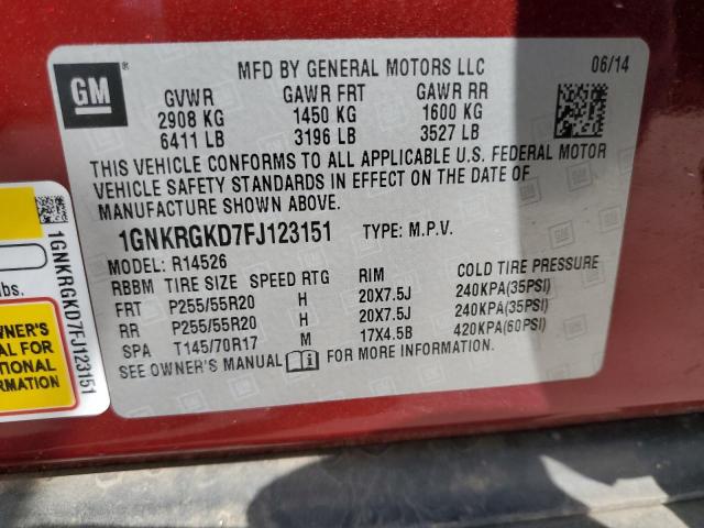 Photo 14 from auction – 2015 CHEVROLET TRAVERSE L with VIN 1GNKRGKD7FJ123151