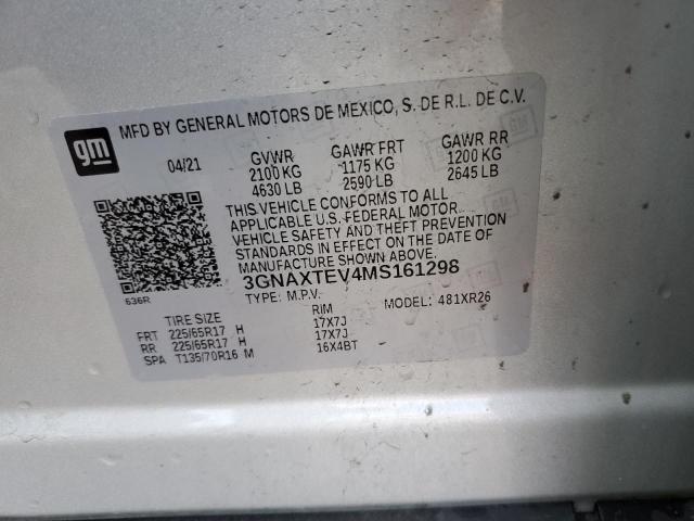 Photo 14 from auction – 2021 CHEVROLET EQUINOX LT with VIN 3GNAXTEV4MS161298