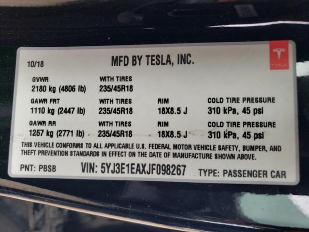 Photo 14 from auction – 2018 TESLA MODEL 3 with VIN 5YJ3E1EAXJF098267