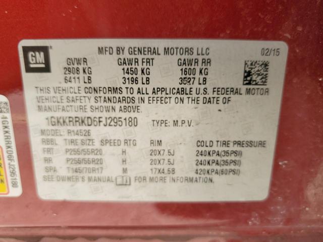 Photo 14 from auction – 2015 GMC ACADIA SLT with VIN 1GKKRRKD6FJ295180