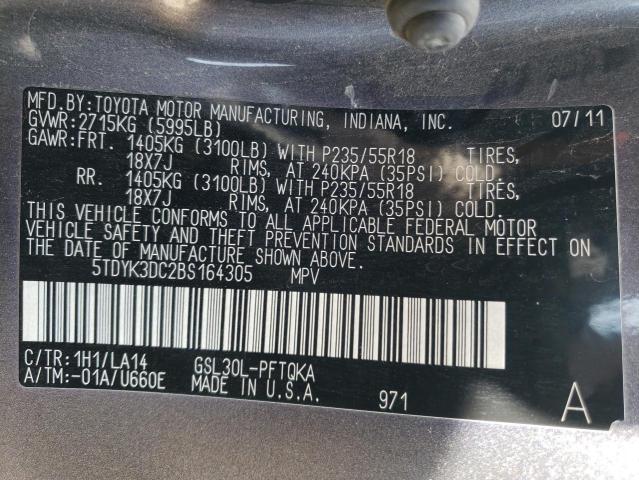 Photo 14 from auction – 2011 TOYOTA SIENNA XLE with VIN 5TDYK3DC2BS164305