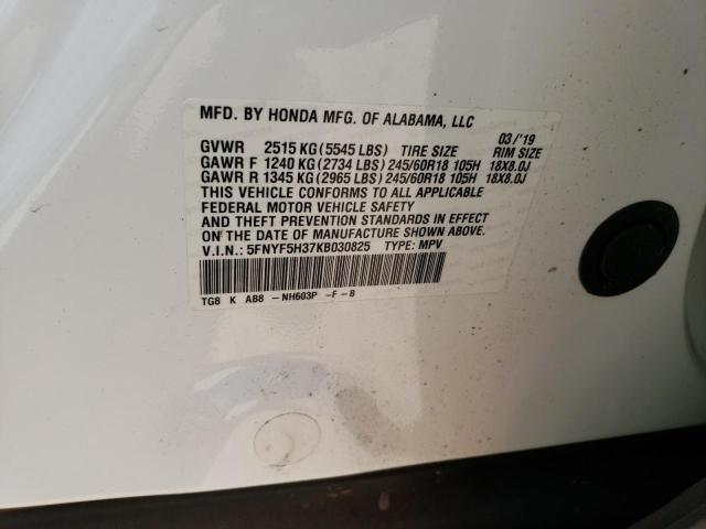 Photo 14 from auction – 2019 HONDA PILOT EX with VIN 5FNYF5H37KB030825