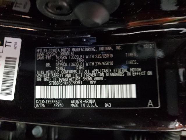 Photo 14 from auction – 2022 TOYOTA HIGHLANDER with VIN 5TDBBRCH4NS078391