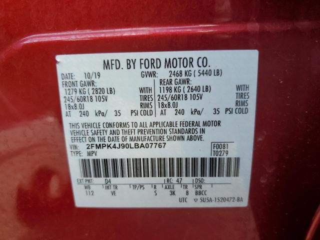 Photo 14 from auction – 2020 FORD EDGE SEL with VIN 2FMPK4J90LBA07767