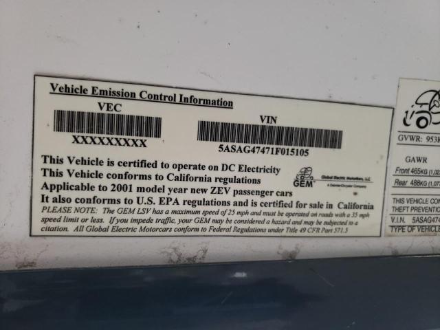 Photo 10 from auction – 2001 GEM ELECTRIC with VIN 5ASAG47471F015105