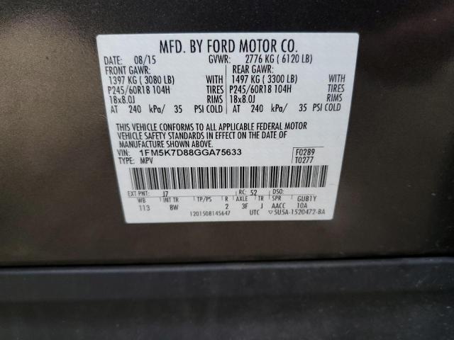 Photo 14 from auction – 2016 FORD EXPLORER X with VIN 1FM5K7D88GGA75633