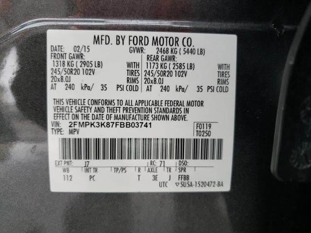Photo 14 from auction – 2015 FORD EDGE TITAN with VIN 2FMPK3K87FBB03741