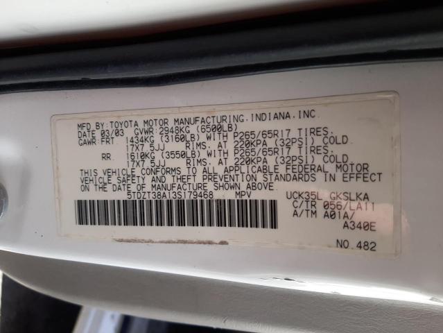 Photo 14 from auction – 2003 TOYOTA SEQUOIA LI with VIN 5TDZT38A13S179468