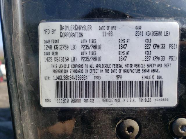Photo 14 from auction – 2004 JEEP LIBERTY RE with VIN 1J4GL38K34W190824