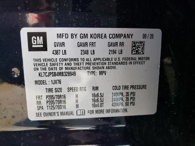 Photo 14 from auction – 2021 CHEVROLET TRAX 1LT with VIN KL7CJPSB4MB328949