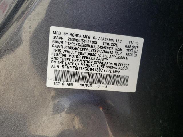Photo 14 from auction – 2016 HONDA PILOT LX with VIN 5FNYF6H12GB047897