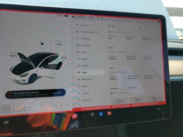 Photo 9 from auction – 2021 TESLA MODEL 3 with VIN 5YJ3E1EA2MF031781