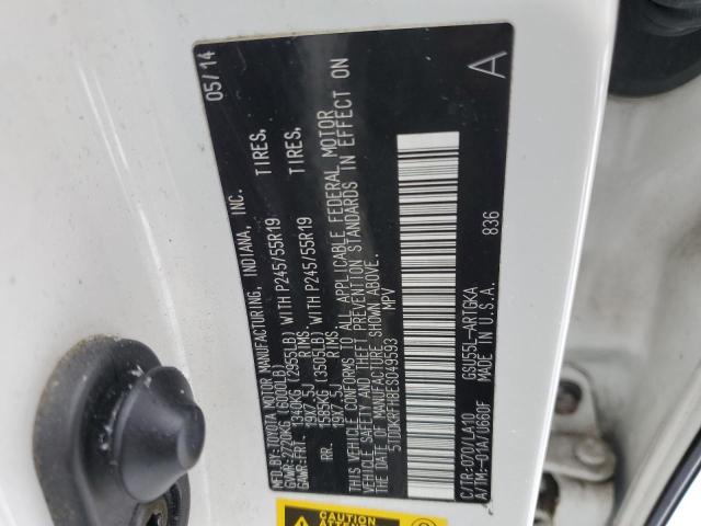 Photo 10 from auction – 2014 TOYOTA HIGHLANDER with VIN 5TDDKRFH8ES049593