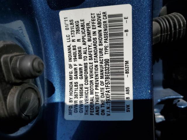Photo 14 from auction – 2011 HONDA CIVIC LX with VIN 19XFA1F57BE032390