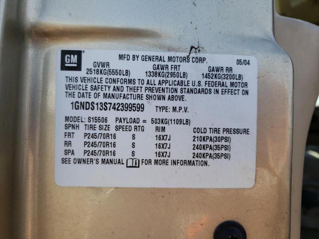 Photo 14 from auction – 2004 CHEVROLET TRAILBLAZE with VIN 1GNDS13S742399599