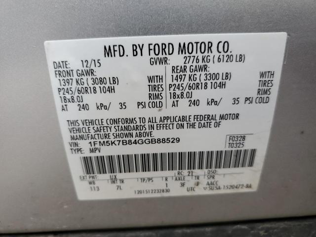Photo 14 from auction – 2016 FORD EXPLORER with VIN 1FM5K7B84GGB88529