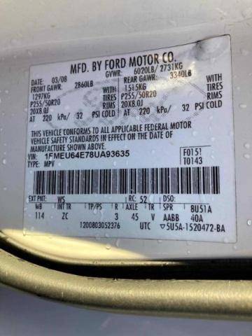 Photo 10 from auction – 2008 FORD EXPLORER E with VIN 1FMEU64E78UA93635