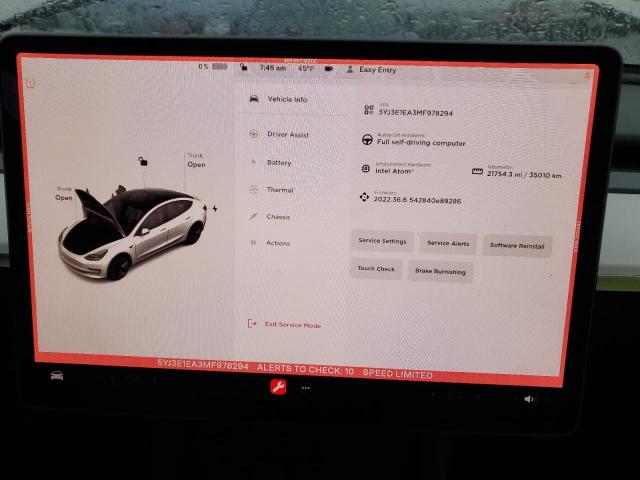 Photo 9 from auction – 2021 TESLA MODEL 3 with VIN 5YJ3E1EA3MF978294