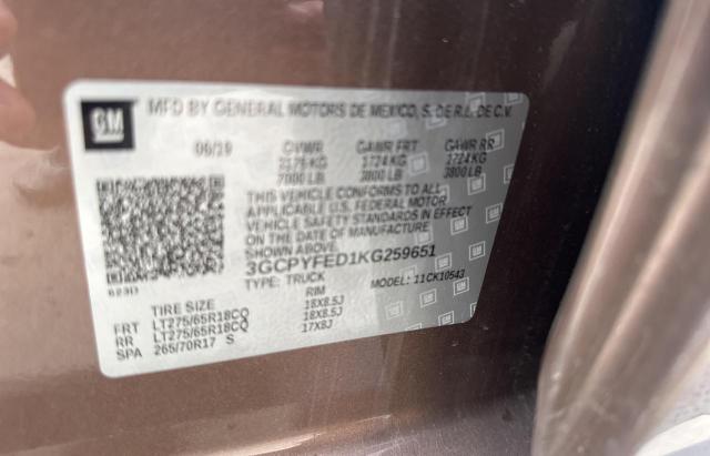 Photo 10 from auction – 2019 CHEVROLET SILVERADO with VIN 3GCPYFED1KG259651
