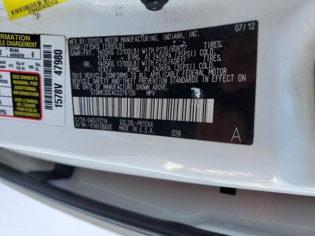 Photo 14 from auction – 2012 TOYOTA SIENNA LE with VIN 5TDKK3DC4CS276126