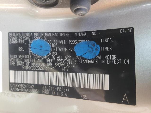 Photo 14 from auction – 2016 TOYOTA SIENNA LE with VIN 5TDKK3DC5GS733581