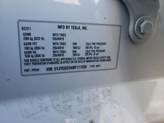 Photo 14 from auction – 2021 TESLA MODEL Y with VIN 5YJYGDED4MF111269