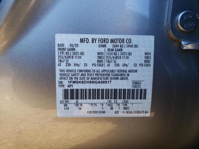 Photo 14 from auction – 2022 FORD EXPLORER X with VIN 1FMSK8DH8NGA98917