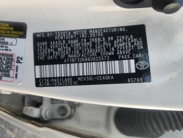 Photo 10 from auction – 2006 TOYOTA CAMRY LE with VIN 4T1BF32K86U625573