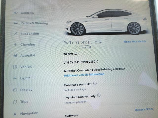Photo 9 from auction – 2017 TESLA MODEL S with VIN 5YJSA1E22HF218010