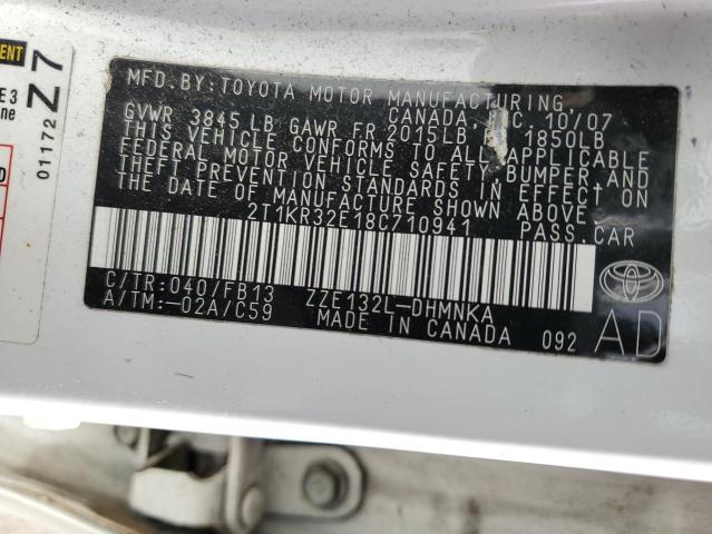 Photo 14 from auction – 2008 TOYOTA COROLLA MA with VIN 2T1KR32E18C710941