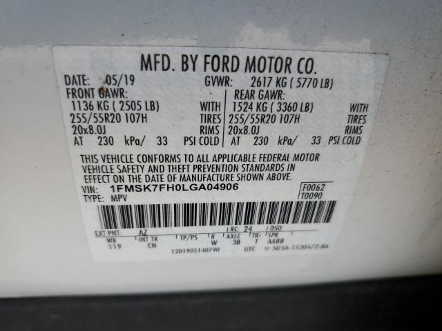 Photo 14 from auction – 2020 FORD EXPLORER L with VIN 1FMSK7FH0LGA04906