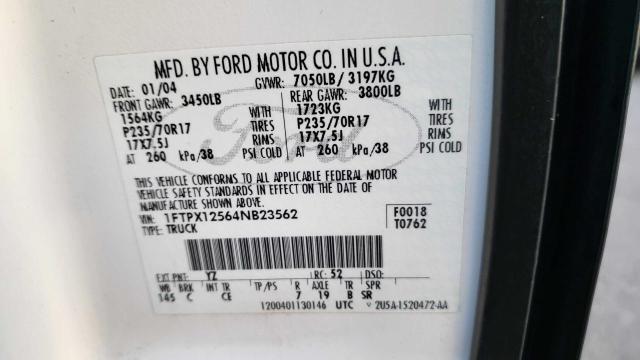 Photo 10 from auction – 2004 FORD F150 with VIN 1FTPX12564NB23562