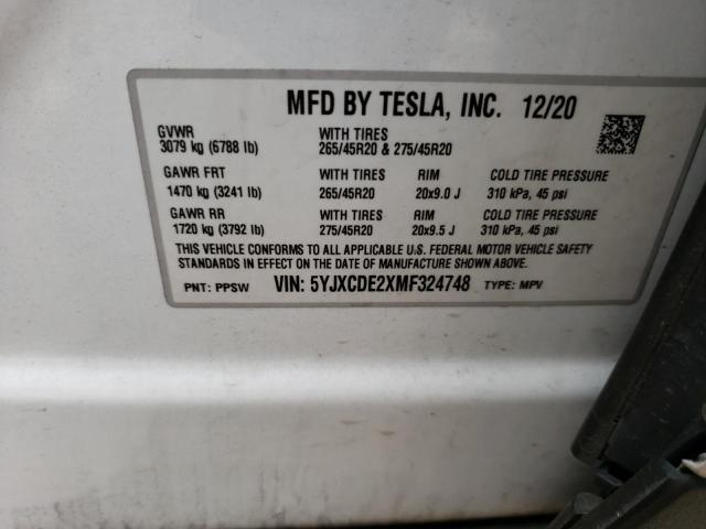 Photo 14 from auction – 2021 TESLA MODEL X with VIN 5YJXCDE2XMF324748
