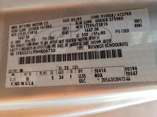 Photo 14 from auction – 2005 FORD ECONOLINE with VIN 1FBSS31L95HB06750