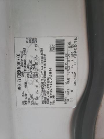 Photo 14 from auction – 2007 FORD EXPLORER E with VIN 1FMEU74E17UA94834