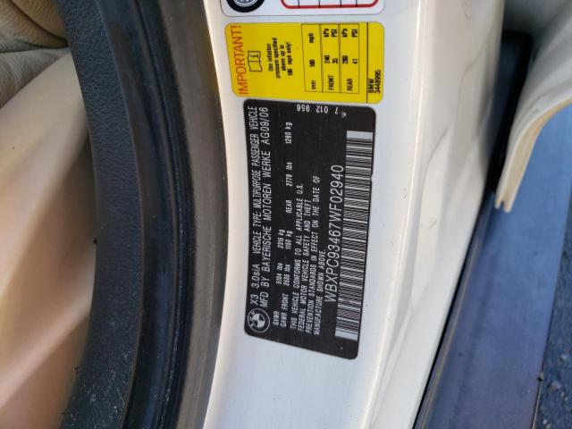 Photo 14 from auction – 2007 BMW X3 3.0SI with VIN WBXPC93467WF02940