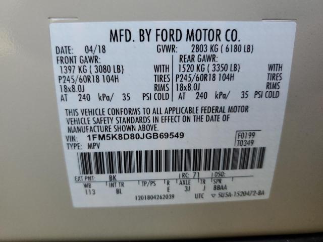 Photo 14 from auction – 2018 FORD EXPLORER X with VIN 1FM5K8D80JGB69549